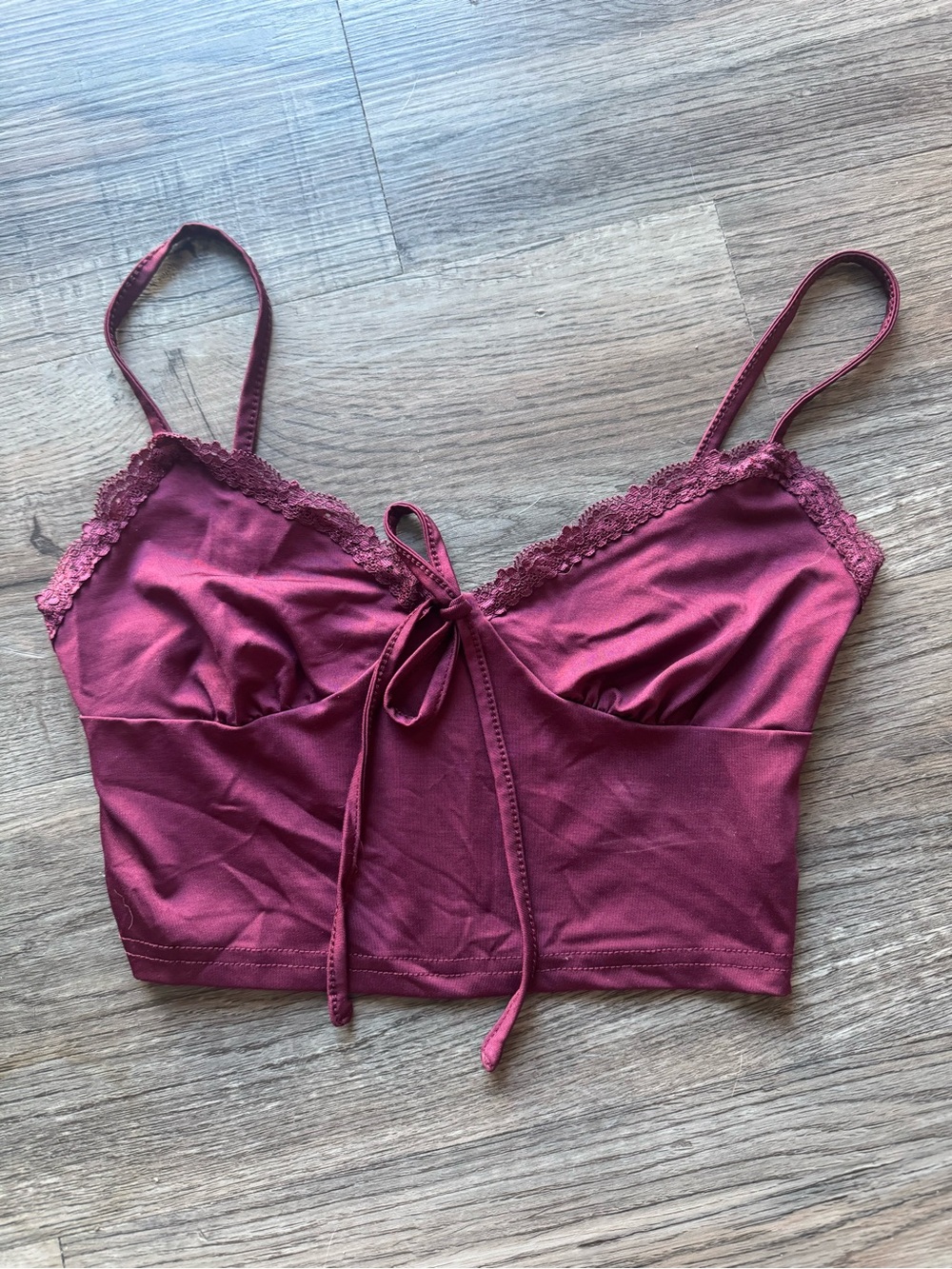 Lioness Lace-Trim Bralette Cami in Berry